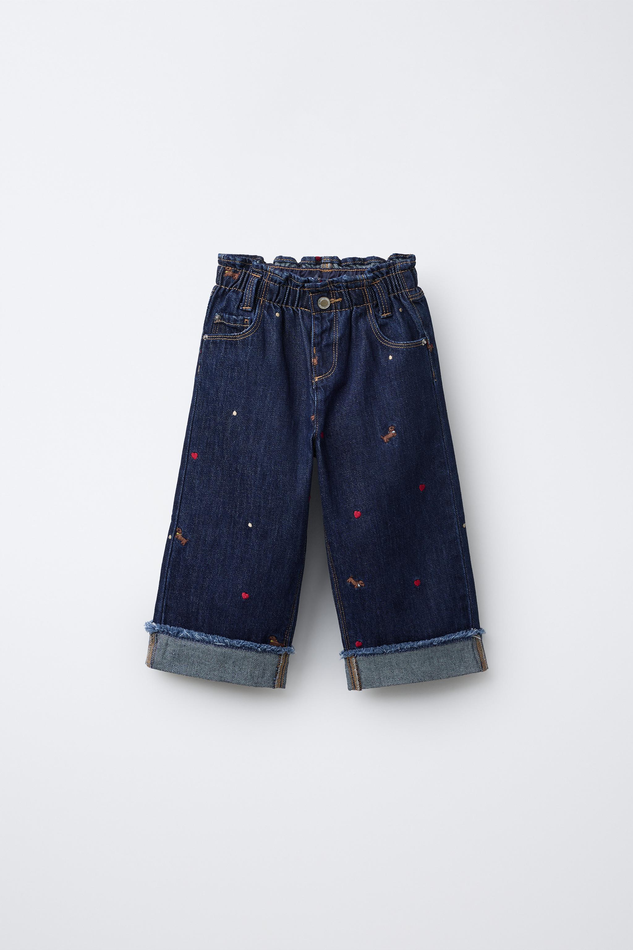 EMBROIDERED DOG CULOTTE JEANS